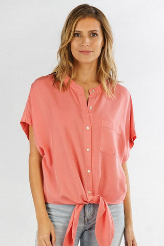 Classic Tencel Buttondown Short Sleeve Top