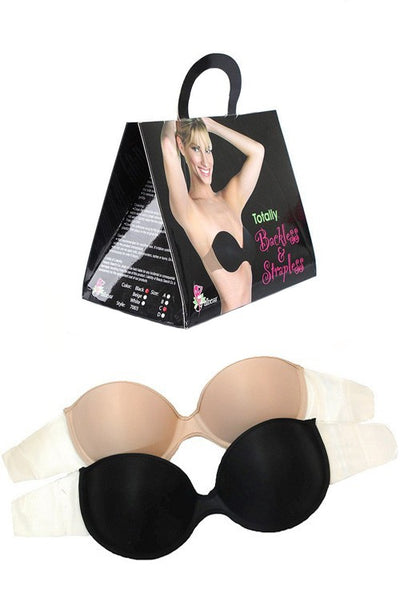 Strapless bra with adhesive sides