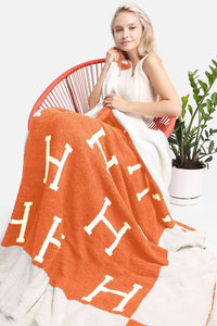 Two-Tone with H Pattern Luxury Soft Throw Blanket