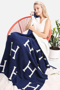 Two-Tone with H Pattern Luxury Soft Throw Blanket