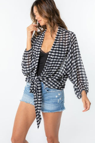 Gia Gingham Tie Front Top