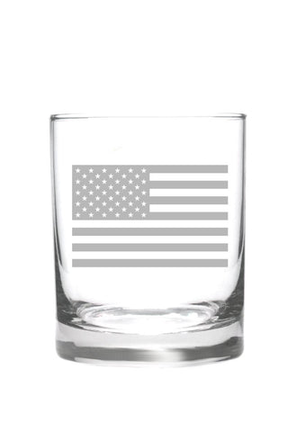 Etched Stemless Cocktail Glass - FLAG