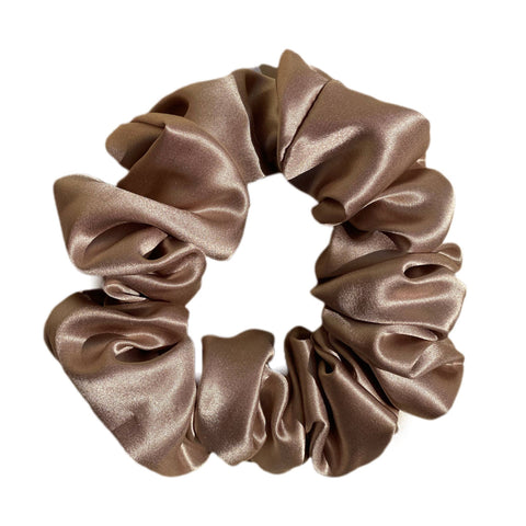 Premium Organic Silk Scrunchie - Soft Brown