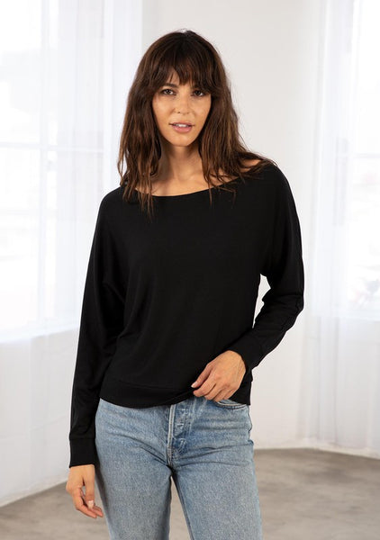Athleisure French Terry Dolman Sleeve Pullover Top
