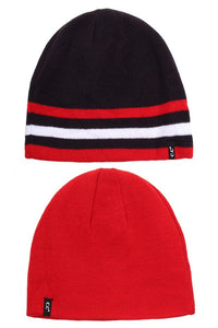 Solid Striped Trim REVERSIBLE  Beanie