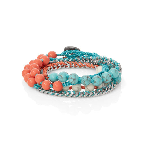 Bead + Chain Turquoise Wrap Bracelet