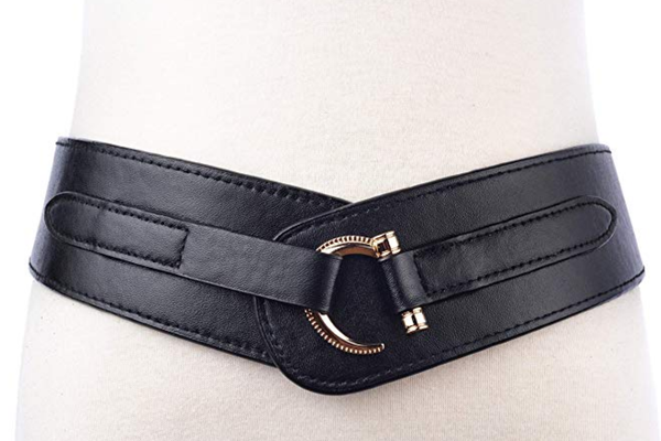 Leather Wide Elastic Stretch Cinch Belt
