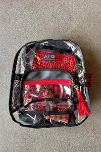 Makeup Junkie In The Clear Mini Backpack - Black & Red