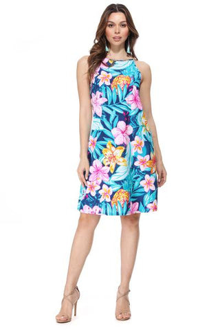 Olivia Halter Dress Navy Floral