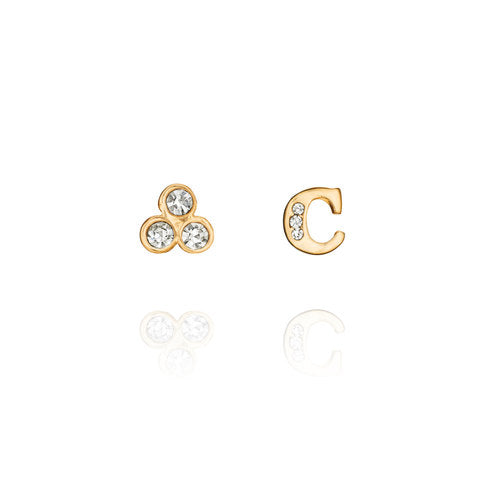 Chloe + Isabel Alphabet + Trio Stone Mismatched Earrings (A-W Available)