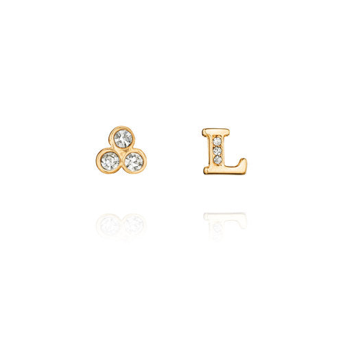 Chloe + Isabel Alphabet + Trio Stone Mismatched Earrings (A-W Available)