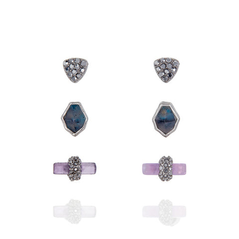Riverstone Stud Trio Earrings