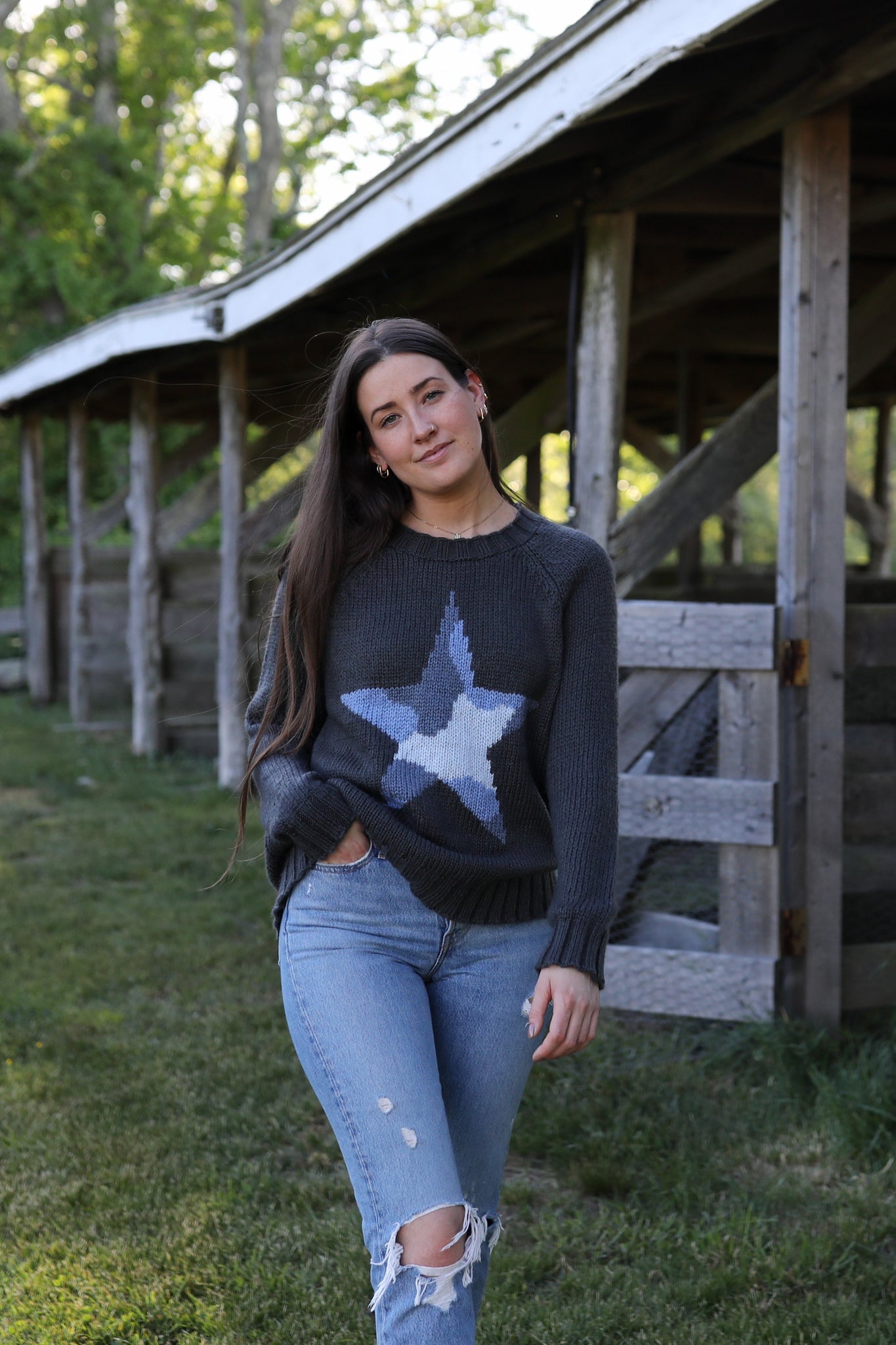 Camo Star Raglan Crew