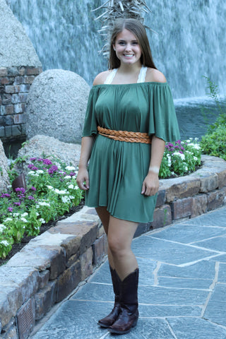 Loryn Off The Shoulder Dress - Sage