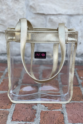 Makeup Junkie In The Clear Stadium Tote - Gold Serpent