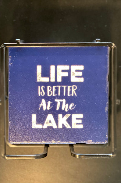 Life Is Better At The Lake Stone Coaster Gift Set