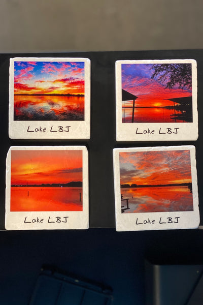 Lake LBJ Sunsets Stone Coaster Gift Set