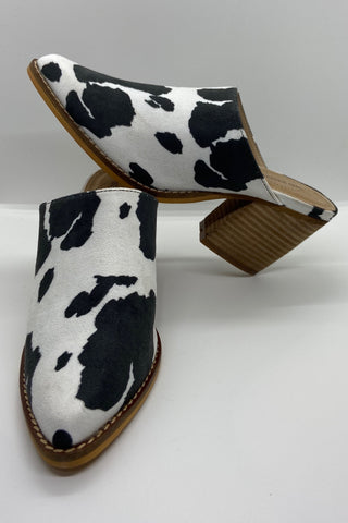 Cow Print Mules