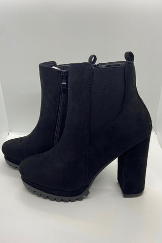 Suede Platform Heeled Booties