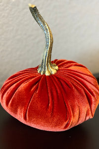 Handmade Small Velvet Pumpkin-Rust