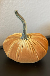 Handmade Small Velvet Pumpkin-Gold