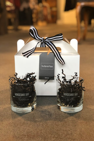 Horseshoe Bay, Texas Cocktail Glass Gift Box