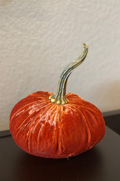 Handmade Small Velvet Pumpkin-Luxe Burnt Orange