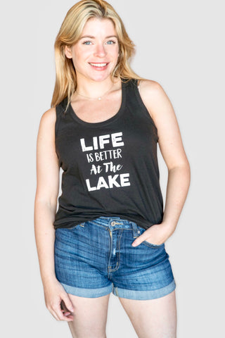 District LIFE IS BETTER AT THE LAKE Tri‑Blend Racerback Tank
