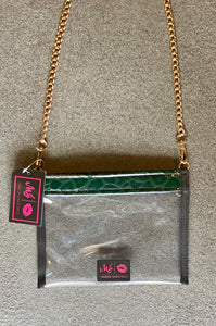 Makeup Junkie In the Clear EMERALD GATOR Crossbody