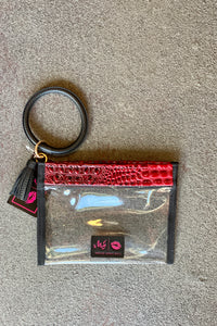 Makeup Junkie In The Clear Bubble Gator Rouge Wristlet