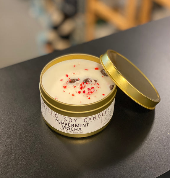 Gold Tin Candle - Peppermint Mocha
