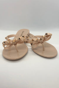 Studded Bow Thong Flat Sandals