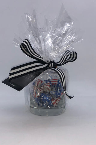 Horseshoe Bay, Texas Cocktail Glass w/  JULY 4th CANDY