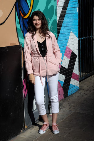 Ruched-Sleeve Anorak Jacket