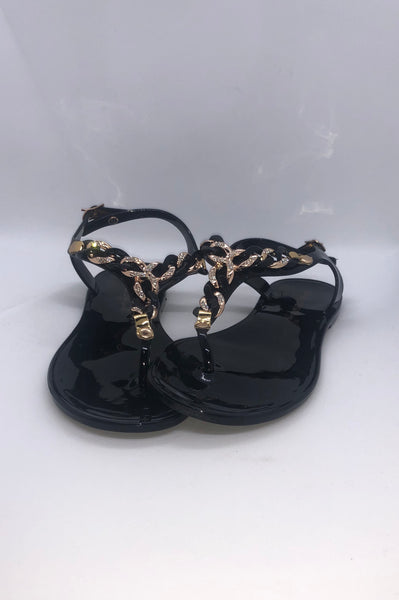 Ankle Strap Jeweled Jelly Sandals