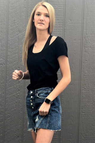 Scoop Neck Tee - BLACK