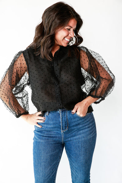 Sheer Organza Dotted Blouse