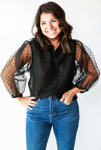 Sheer Organza Dotted Blouse