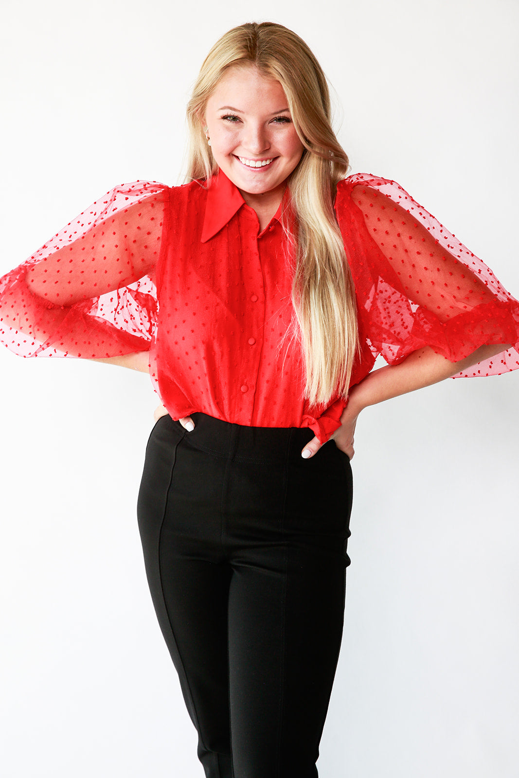Sheer Organza Dotted Blouse