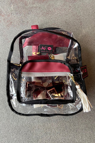 Makeup Junkie In The Clear Mini Backpack - Maroon