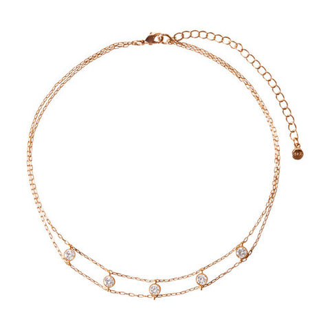 Chloe + Isabel Petits Bijoux Station Choker Necklace (Rose Gold)