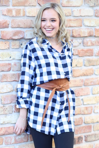 JAG Jeans Magnolia Tunic in Rayon Plaid (Sailor Plaid)