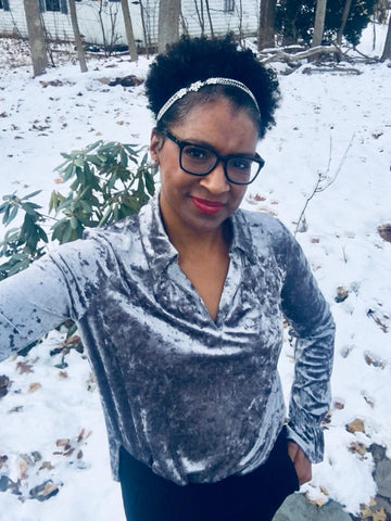 ROMEO & JULIET COUTURE Knit Crushed Velvet Keyhole Blouse - Silver