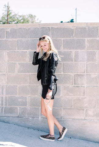 Ruffle Vegan Leather Jacket