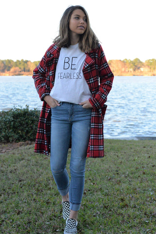 Long Plaid Jacket Red & Black