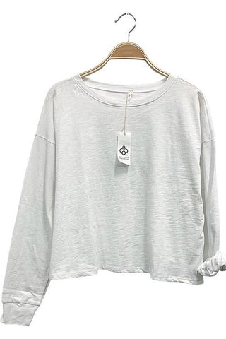 Cotton Slub Long Sleeve Oversized T-Shirt