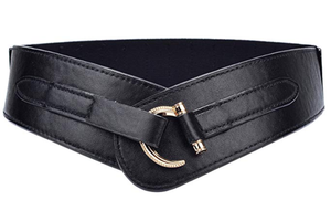 Leather Wide Elastic Stretch Cinch Belt
