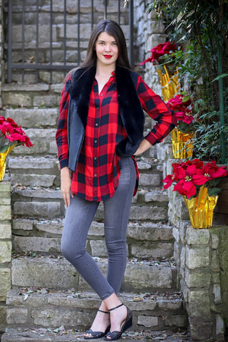 Magnolia Tunic - Black & Red