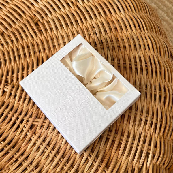 Premium Organic Silk Scrunchie - White