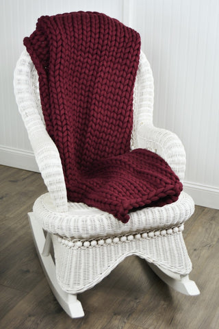 Chunky Knit Throw Blanket - Merlot